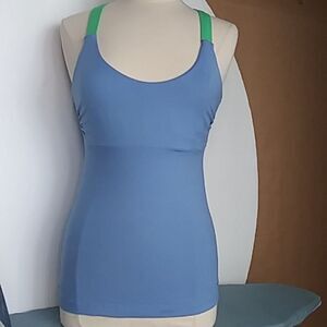 Patagonia Tank Top Women's Innerspace Blue and Green Built in Bra M